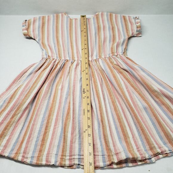 Carter's Linen Dress Girls 10/10A Pink Stripe Casual Short Sleeve Bohemian Beach - Picture 6 of 14